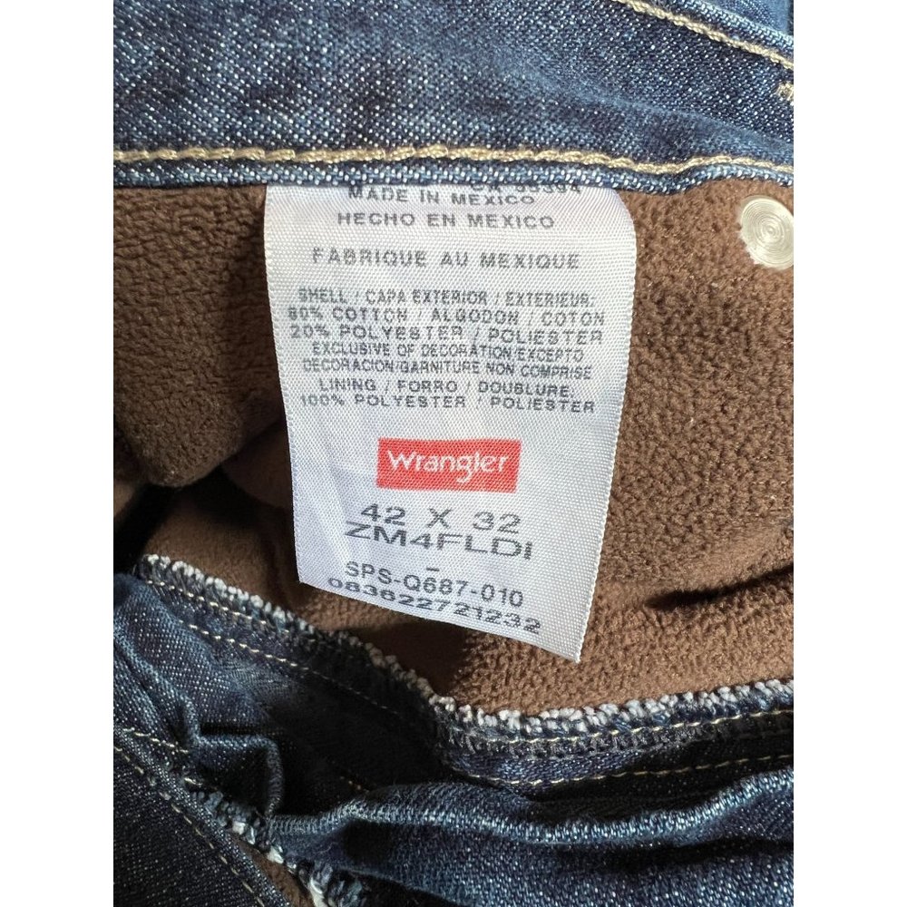Wrangler Jeans Men 42 x 32 Dark Wash Carpenter ZM4FLDI Lined - Picture 4 of 9